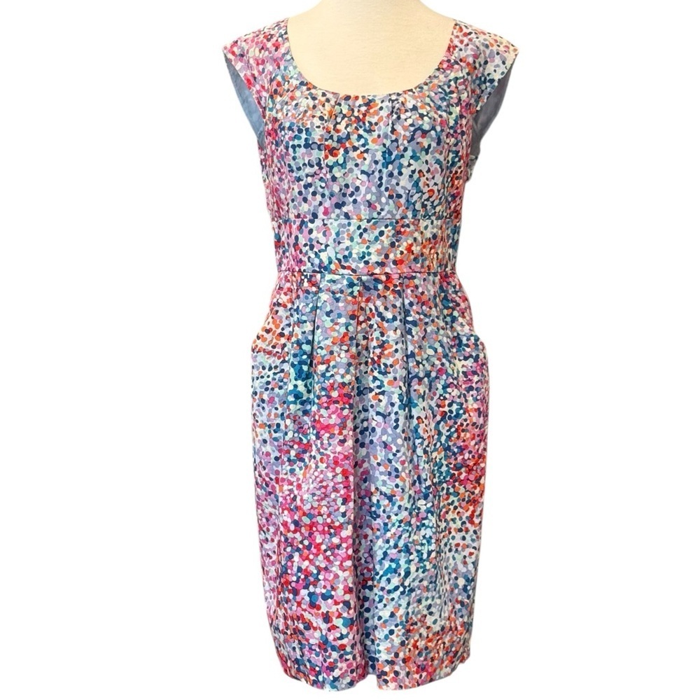 Max & Cleo Confetti Polka Dot Fit and Flare Pockets Cap Sleeve Pleated Size 12